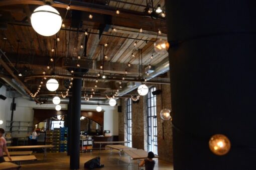 String Lights at The Wythe Hotel for a wedding reception.