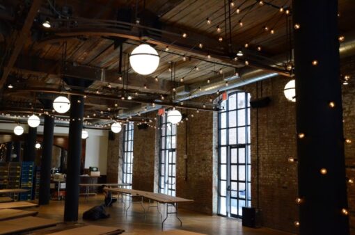String Lights at The Wythe Hotel for a wedding reception.