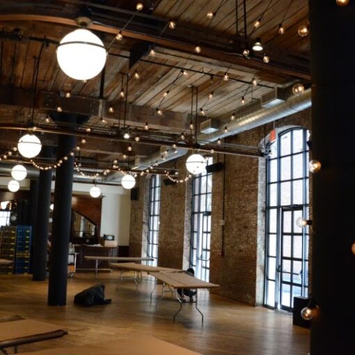 String Lights at The Wythe Hotel for a wedding reception.