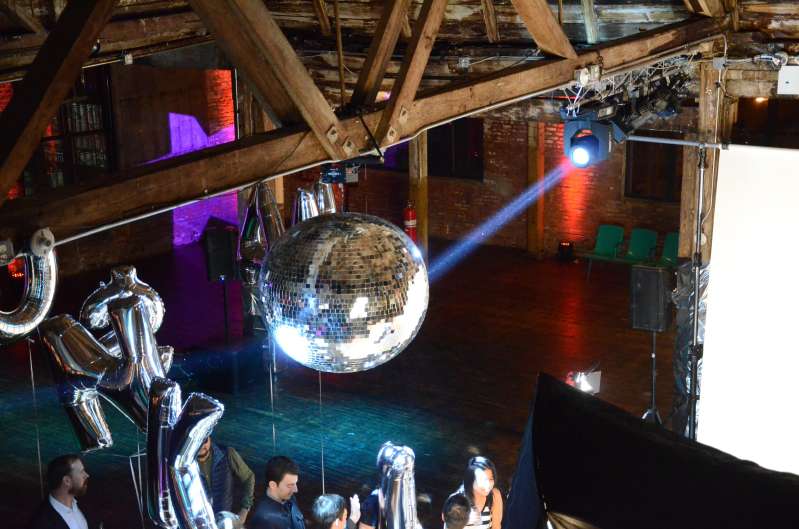 Mirror Ball with spotlights at The Greenpoint Loft