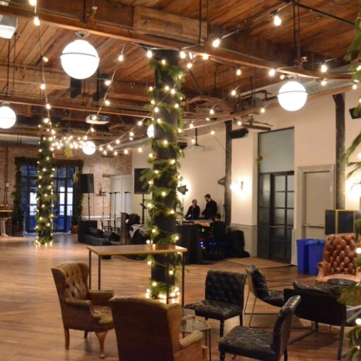 String Lights for Holiday Party at The Wythe Hotel