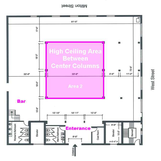 The Greenpoint Loft - Main Floor Plan - Higher Ceiling Area