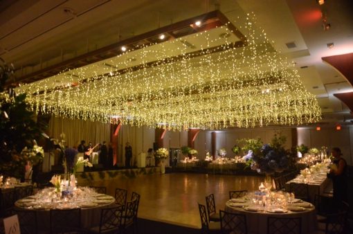 Fairy Lights (a.k.a. Icicle Lights) hanging above dancefloor at Pier Sixty (Chelsea Piers, New York City)
