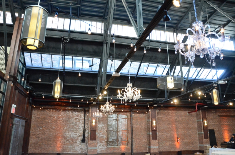 26 Bridge (Brooklyn, New York) - Chandeliers suspended in bar area with Up-Lights along perimeter of the main room.