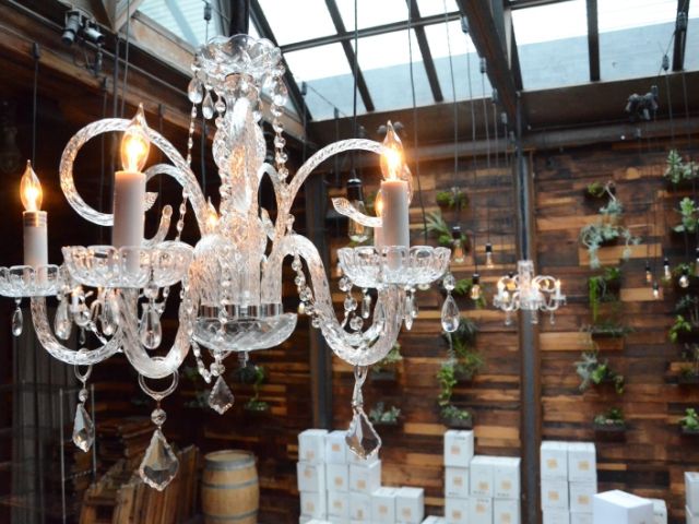 The Brooklyn Winery (Brooklyn, New York) - Chandeliers suspended in the Atrium
