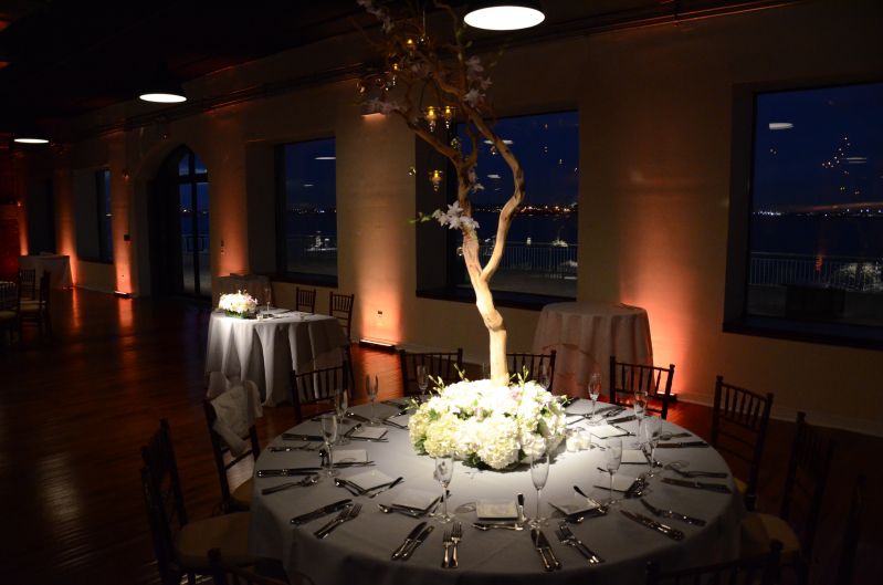 The Liberty Warehouse (Brooklyn, New York) - Table Centerpiece Pin-Spots w/ Up-Lights