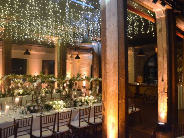 The Liberty Warehouse (Brooklyn, New York) - Icicle (Fairy) Lights suspended between center columns