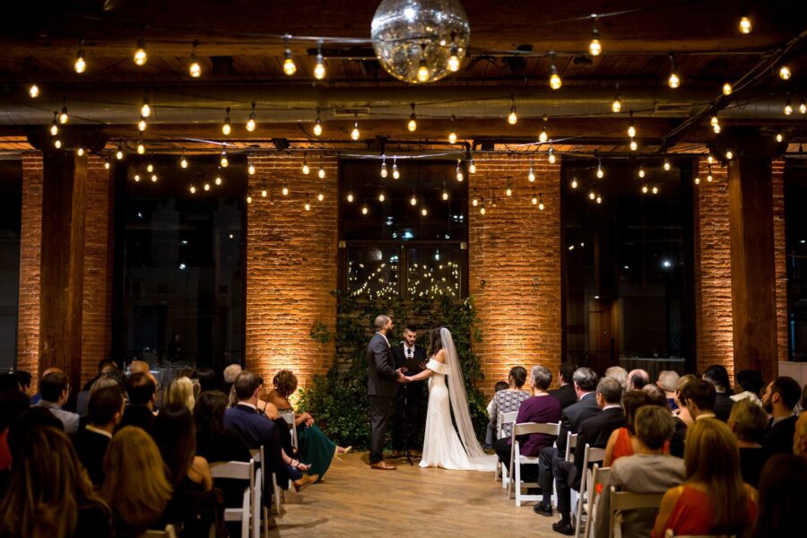 The Dumbo Loft - Wedding Lighting - String Lights & Up-Lights - David Perlman Photography