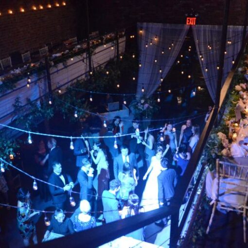 Sound Activated / Color Changing Wash hanging above the dance floor.