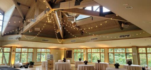 String Lights and Up-Lights for a Wedding at Bet AM Shalom Synagogue in White Plains, NY