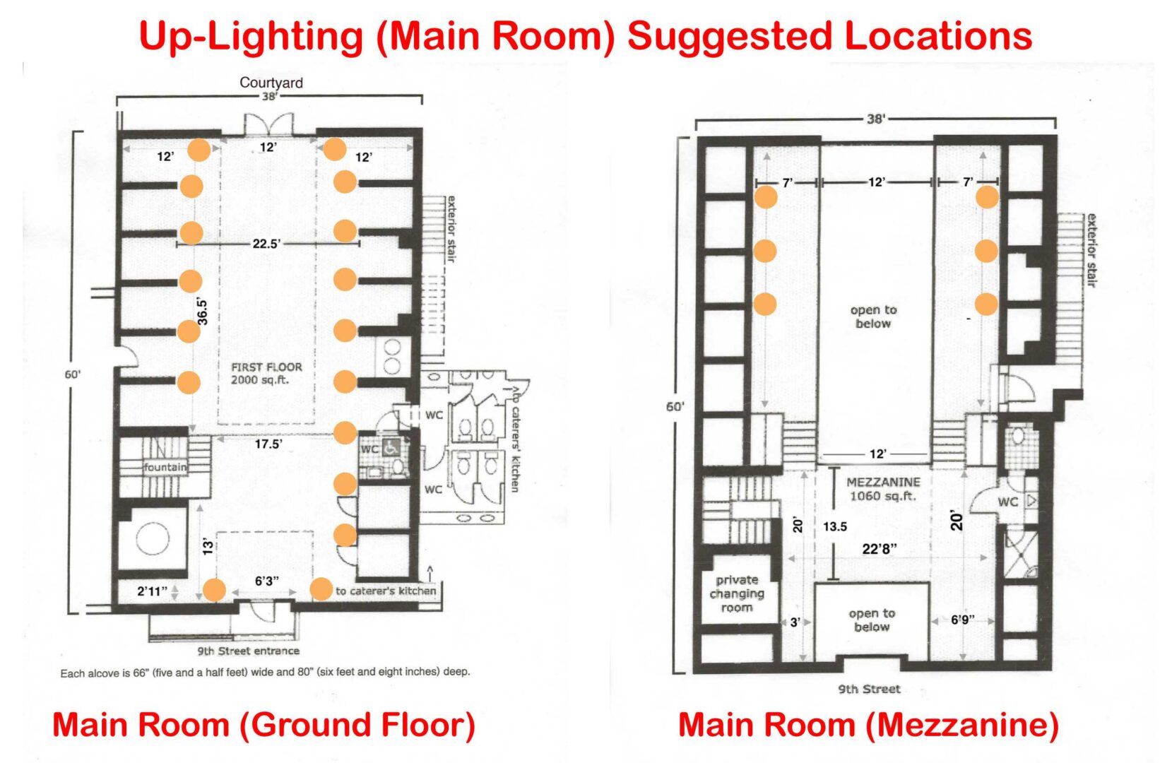 The Foundry LIC - Up-Lighting Floor Plan (Main Room)