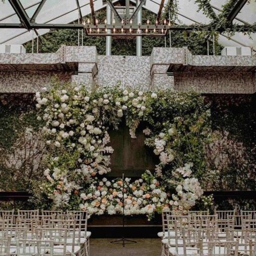 The Foundry (LIC, NY) Wedding Lighting - Large Floral Arrangement in The Green House