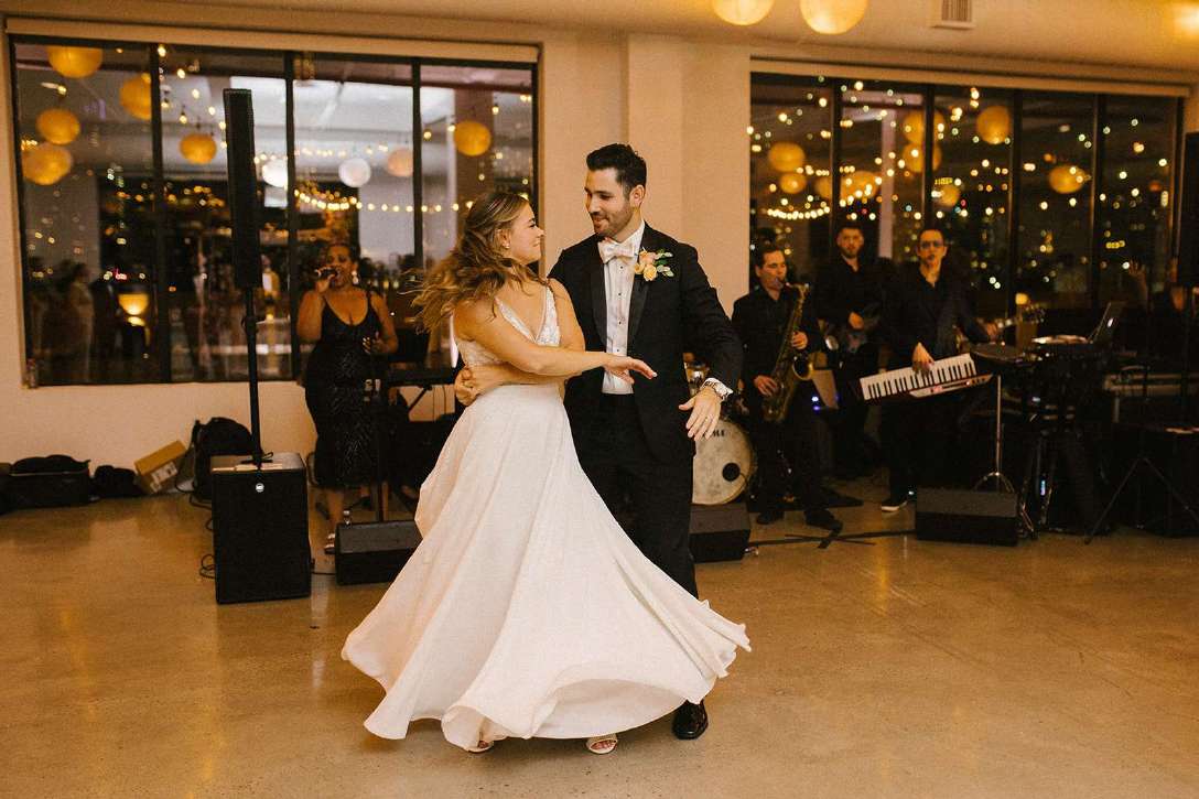 A combination of String Lights and White Paper Lanterns hanging together in the 3rd-floor reception room at The Bordone (Long Island City, New York City)