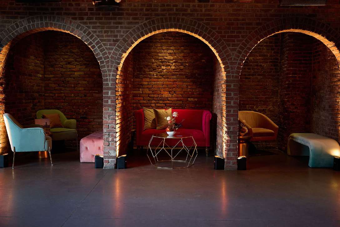 The Foundry - Long Island City, New York - Colorful Furniture in alcoves.