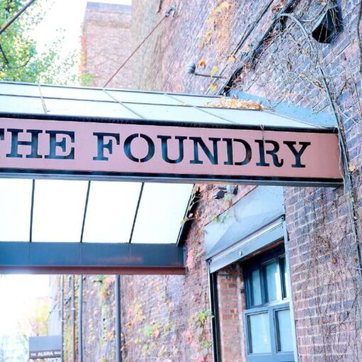 The Foundry - Long Island City, New York - The Main Entrance Side View of Overhead Sign