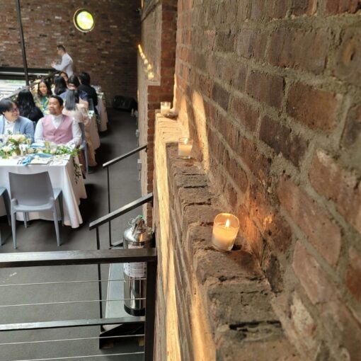 Votive Candles along the mezzanine level at The Foundry