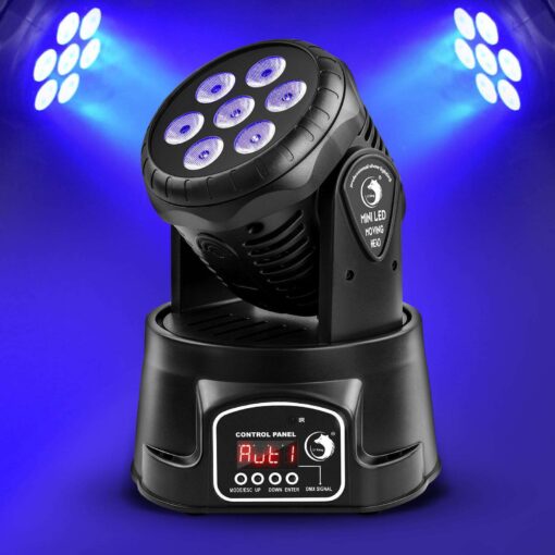 The 7 LED RGBW mini moving head lighting fixture 10-watt 4-in-1 RGBW LEDs