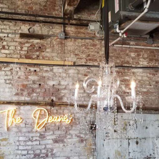 A Wedding with Chrystal Chandeliers at The Greenpoint Loft in Brooklyn, NY.