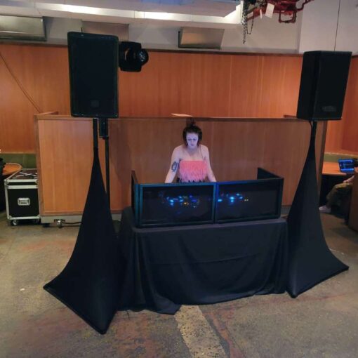 DJ equipment provided for Brex's 2023 holiday party at Rule of Thirds
