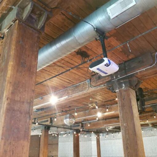 A Projector hanging overhead at The Dumbo Loft.