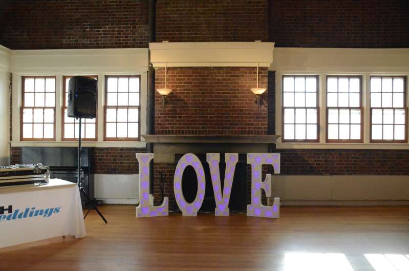 A White LED color-changing LOVE Marquee at The Prospect Park Picnic House.