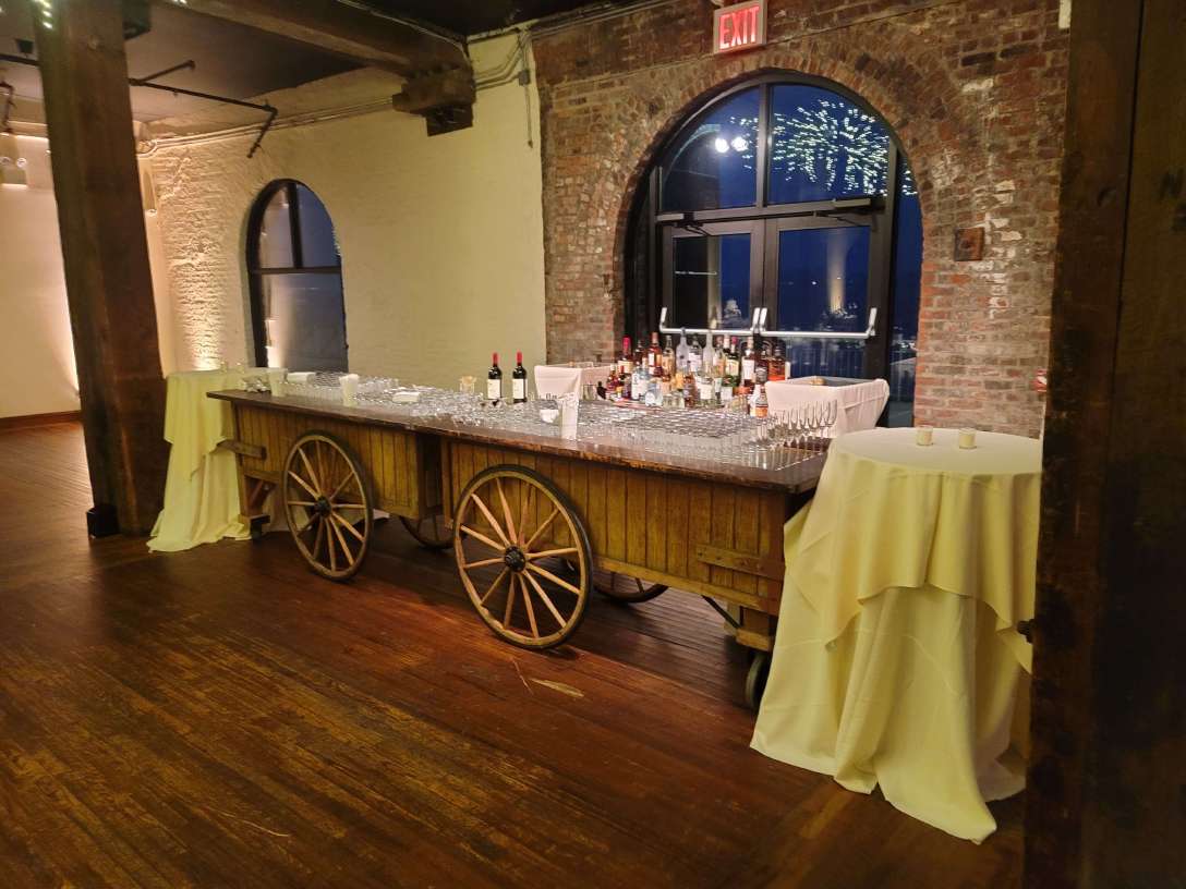 The Bar in The Harbor Room for Jason and Jackson's wedding on the 1st Floor of The Liberty Warehouse.