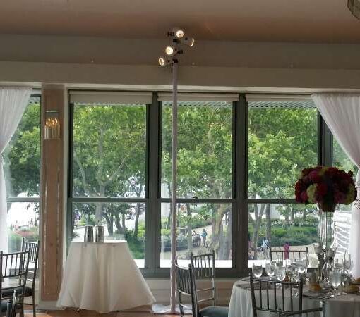 Provided Pin-Spots for the floral center pieces on each dinner table at The View at The Battery Restaurant.