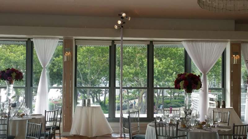 Provided Pin-Spots for the floral center pieces on each dinner table at The View at The Battery Restaurant.