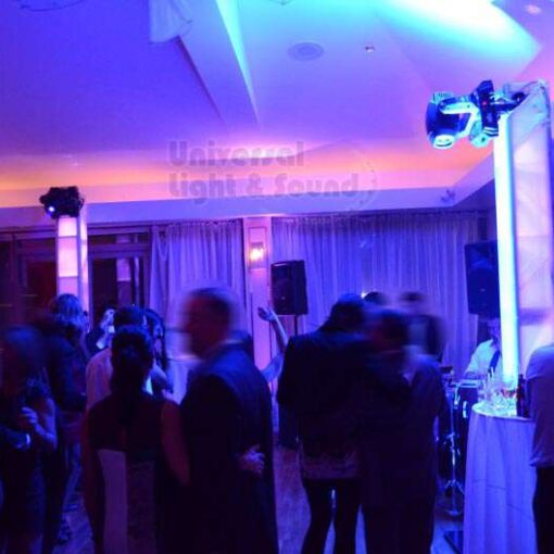 Setup a pair of 10ft Truss totems with a pair of moving head intelligent lighting at The View at The Battery Restaurant.
