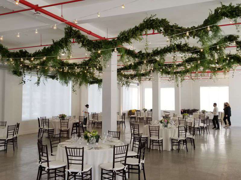 String Lights and Up-Lights for a wedding in Main Reception Room on The 3rd Floor at The Bordone.
