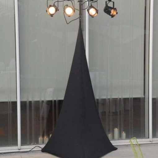 Lights hanging on a stand for for illuminating The Outdoor Patio (Terrace) area adjacent to The Lillian and Amy Goldman Atrium in The Brooklyn Botanical Garden.
