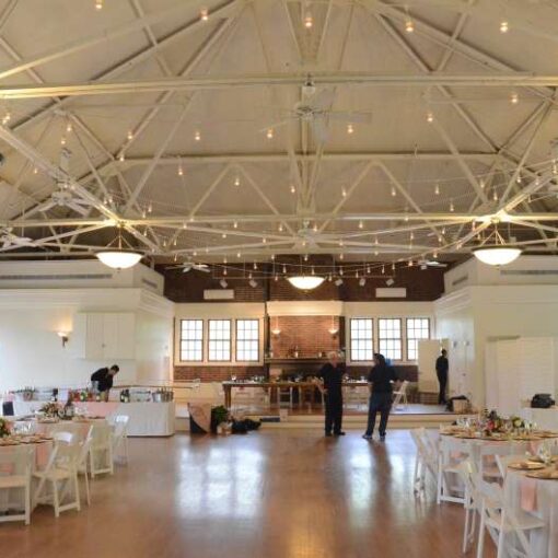 String Lights hanging in the Main Room at The Prospect Park Picnic House.