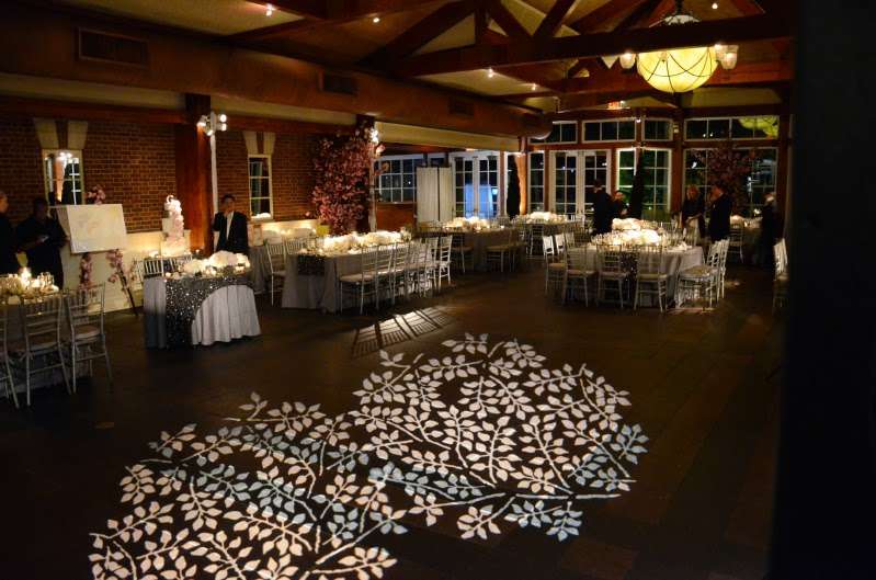 A Textured Wash (Stock Gobo) is projected on the dance floor at The Central Park Loeb Boathouse.