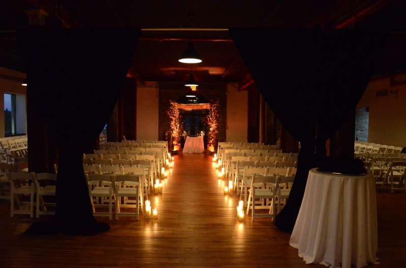 Up-Lights at the base of each column that supports the Chuppah for the ceremony in the Harbor Room on the 1st Floor.