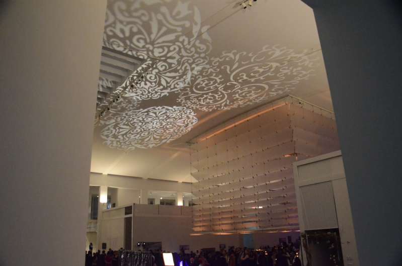 Stock Gobo images lighting up the ceiling at The Queens Museum.