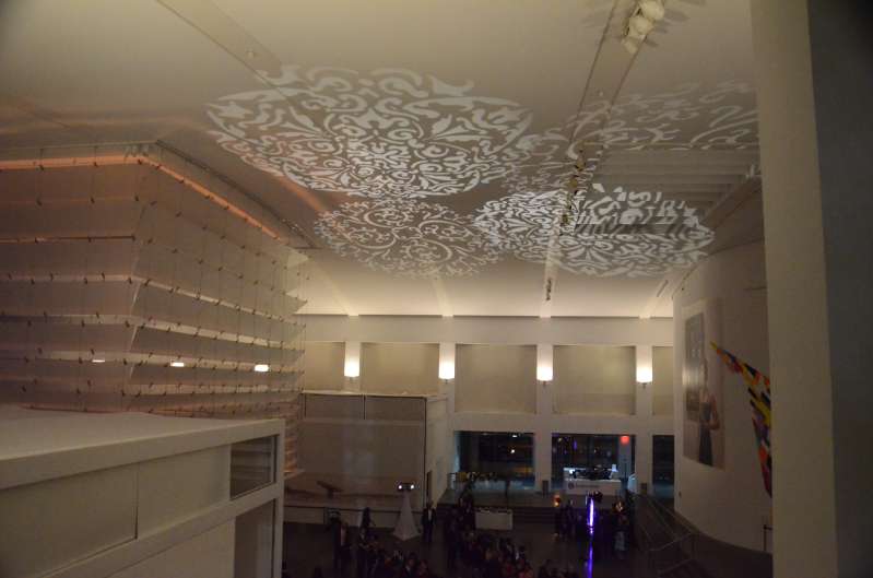 Stock Gobo images lighting up the ceiling at The Queens Museum.