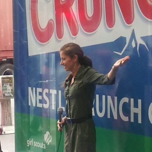 Speakers and Microphone for an event at Dylan’s Candy Bar for a Limited Edition Nestlé Crunch Girl Scout Candy Bars.