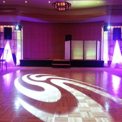 Intelligent dance floor Lighting for a wedding in the Cosmopolitan Room at the Four Seasons Hotel in New York.