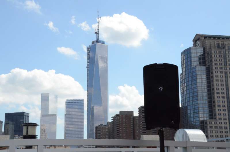 Speakers for a rooftop ceremony at Tribeca Rooftop.