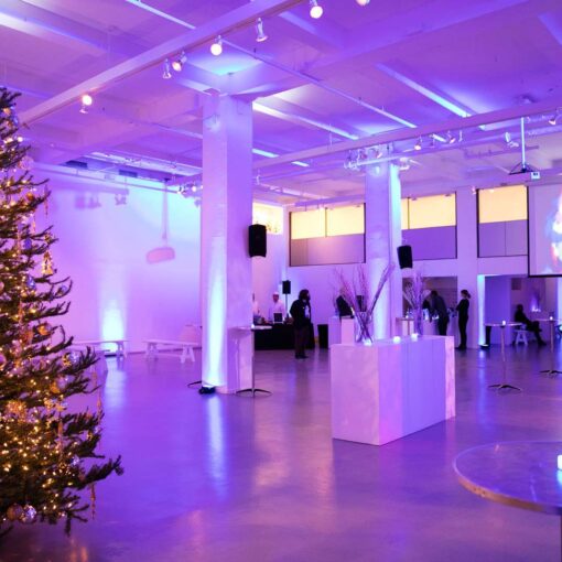 Up-Lights at the base of each column and along the perimeter walls for a Holiday Party at The Art Director’s Club in NYC.