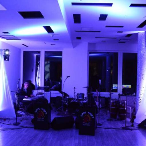 Universal Light and Sound provided dance floor lighting for a live performance of The Cafe Wha Band at a wedding in The Allegria Hotel in Long Beach, NY.