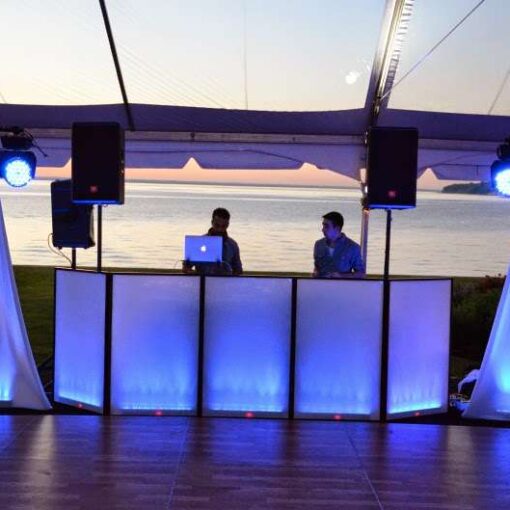 Provided DJ Equipment with Lighting Effects for the dance floor at a private 30th Birthday Party under a clear top tent in Huntington, NY.
