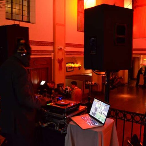 DJ Equipment with lighting for a private New Year's Eve event at Inside The Park at St. Bart's in New York, NY.
