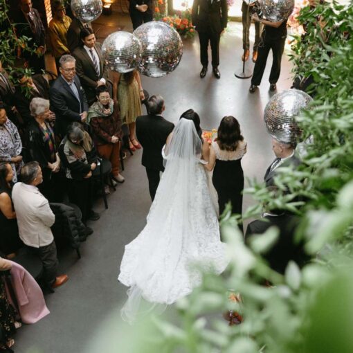 Kelly and Benjamin included a fun display of Disco Ball in the main reception for their Wedding on October 3, 2025 at The Foundry. Kelly and Benjamin included a fun display of Disco Ball in the main reception for their Wedding on October 3, 2025 at The Foundry.