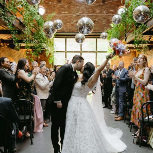 Kelly and Benjamin included a fun display of Disco Ball in the main reception for their Wedding on October 3, 2025 at The Foundry. Kelly and Benjamin included a fun display of Disco Ball in the main reception for their Wedding on October 3, 2025 at The Foundry.
