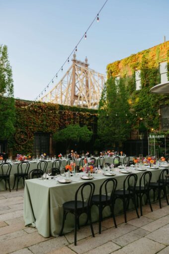String lights are highly recommended for an outdoor NYC wedding to provide essential, warm, and romantic ambiance after dark.