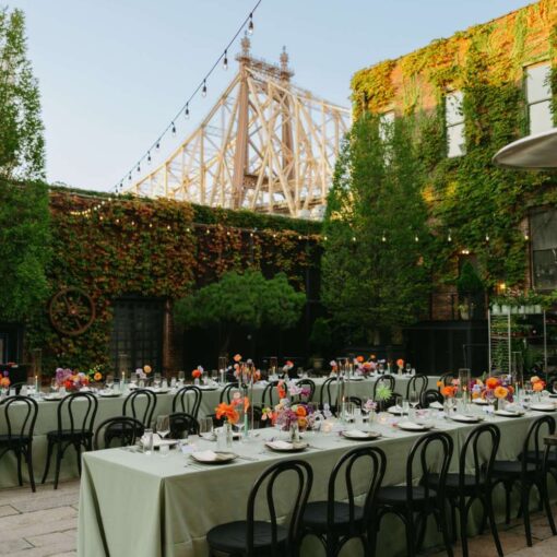 String lights are highly recommended for an outdoor NYC wedding to provide essential, warm, and romantic ambiance after dark.