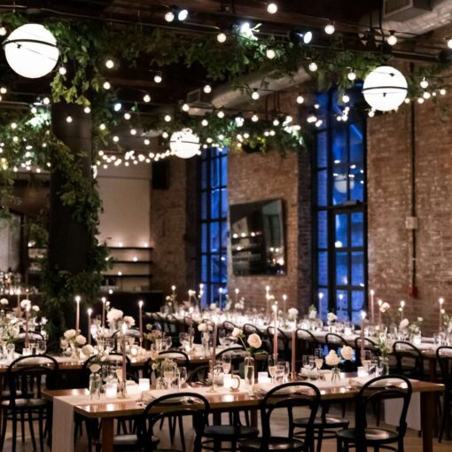 Hannah and Eric's wedding reception with zigzag String Lights at The Wythe Hotel. Hannah and Eric's wedding reception with zigzag String Lights at The Wythe Hotel.