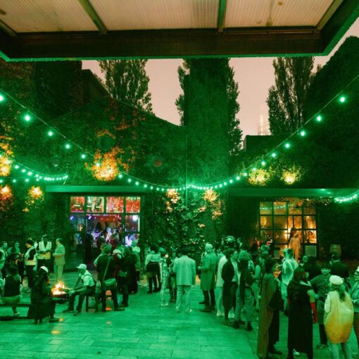 Green String Lights illuminating The Courtyard at The Foundry’s annual Halloween Party for NYC wedding professionals. Green String Lights illuminating The Courtyard at The Foundry’s annual Halloween Party for NYC wedding professionals.