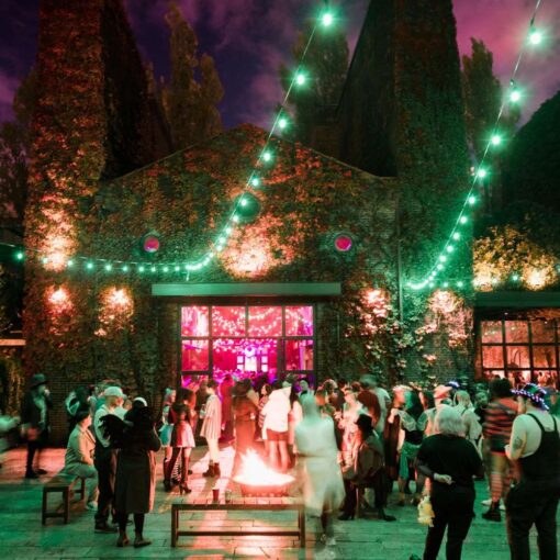 Green String Lights illuminating The Courtyard at The Foundry’s annual Halloween Party for NYC wedding professionals. Green String Lights illuminating The Courtyard at The Foundry’s annual Halloween Party for NYC wedding professionals.